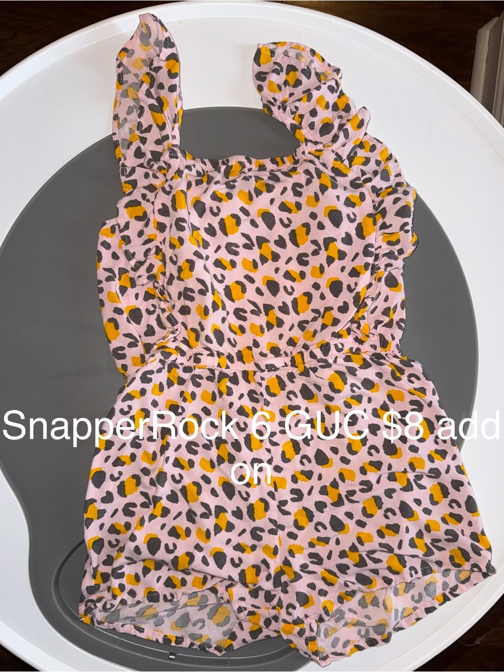 Snapper Rock Pink Leopard Print Romper with Yellow & Black Spots